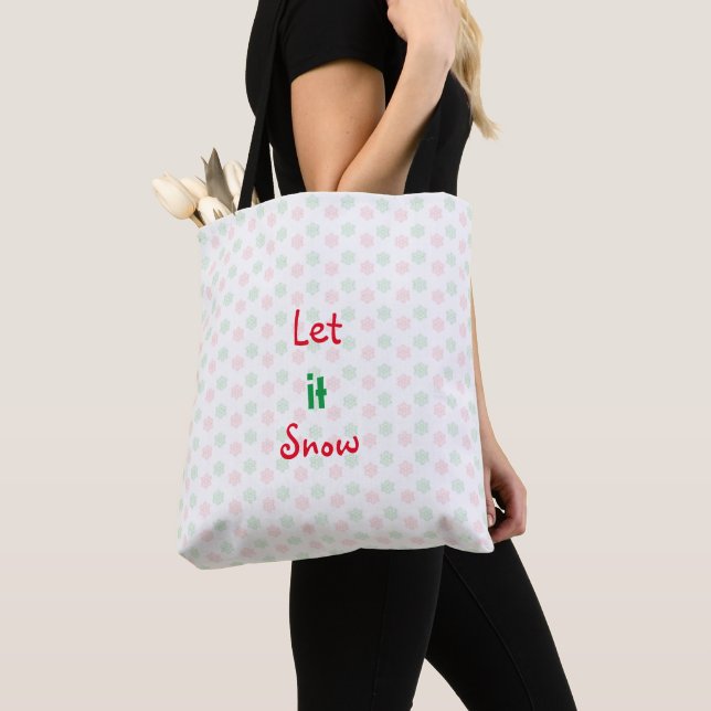 Tote Floco de neve de Natal grande bolsa (Close Up)
