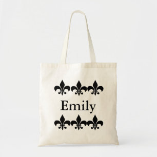 Tote Flor de lis preto e branco o bolsa personalizado