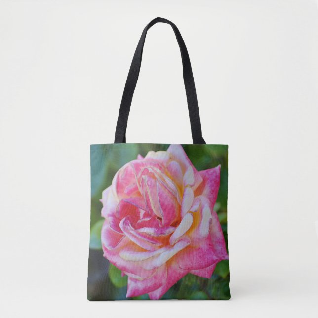 Tote Flor rosa rosa rosa rosa rosa rosa e Bolsa de padr (Frente)