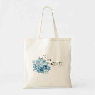 Tote Floral azul ilustrado "lhe é" o bolsa bonito