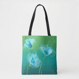 Tote Flores Azuis no Bolsa de Fundo do Ombre