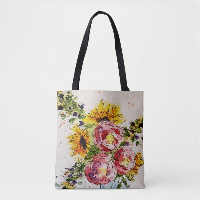 Tote Flores de Aquarelas Whimsical Bolsa (Frente)