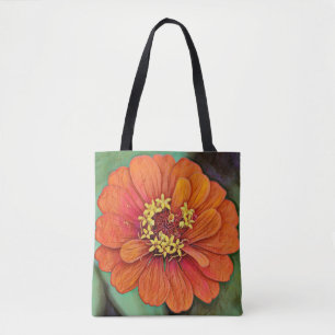 Tote Flores de Faith Orange Zinnia Flor Bolsa