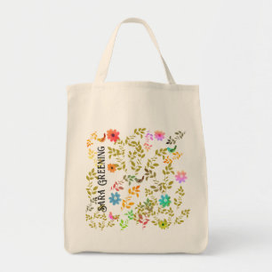 Tote Flores florais com aves Bolsa