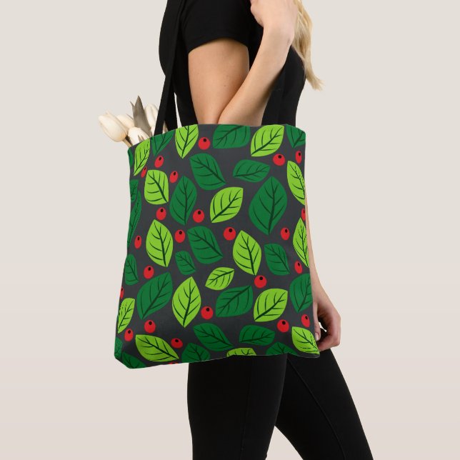 Tote "Folhas e Berries" — Bolsa de tudo sobre Impressão (Close Up)