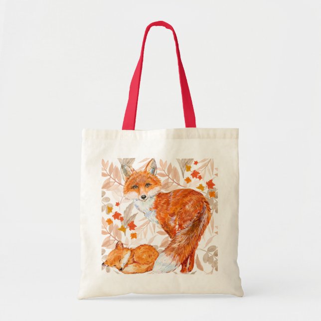 Tote Fox Reciclável Bolsa de outono (Frente)