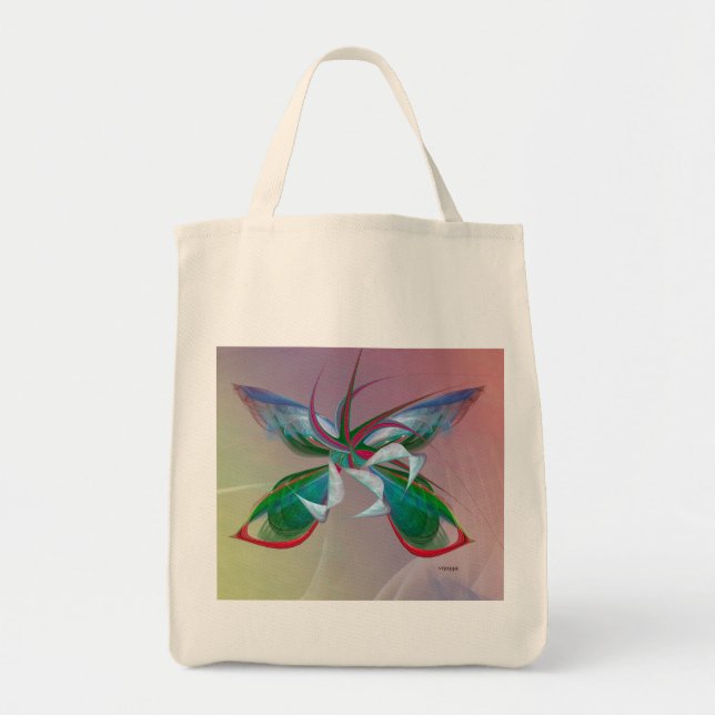 Tote Fractal da borboleta do mar na bolsa de compra (Frente)