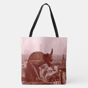 Tote Gargoyle Foto Vintage Preto e Branco Paris