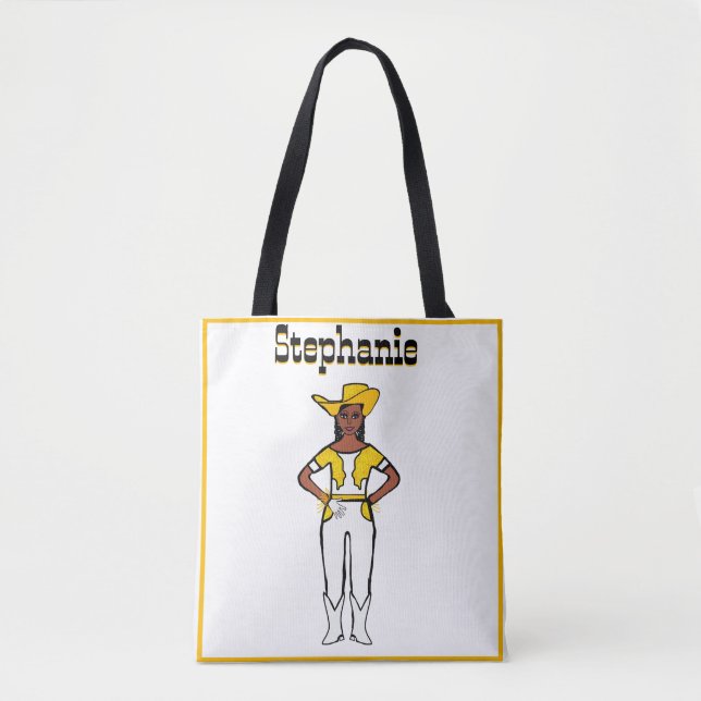 Tote Garota-Vaca Dancer Bolsa Branco Fringe Amarelo A (Frente)