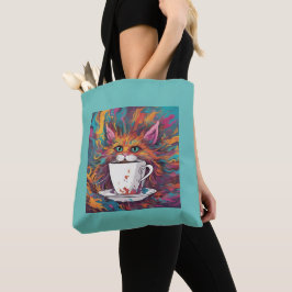 Tote Gato Colorido com Bolsa de Taça