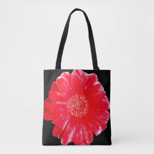 Tote Gerbera Dália Vermelha Moderna na Bolsa de Ombro P