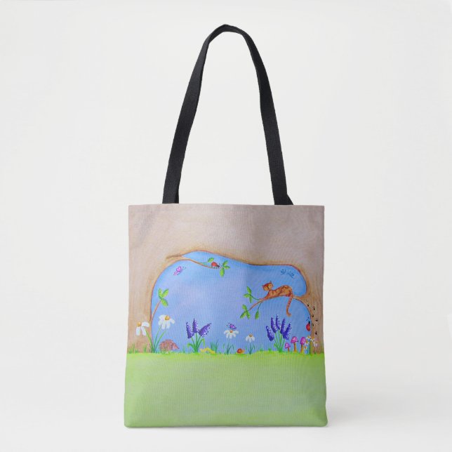 Tote Ginger Cat em um Bolsa de árvore d'água (Frente)