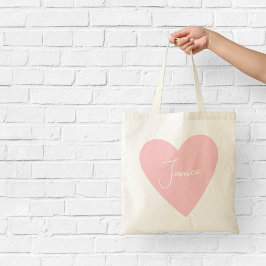 Tote Girly Peach Heart Bolsa com Nome