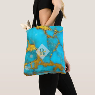 Tote Glitter DOURADO Marble BOLSA Turquesa - Personaliz