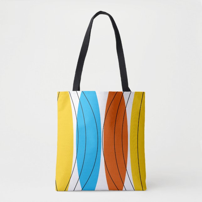 Tote Globe Stripe por todo o bolsa amarelo (Frente)