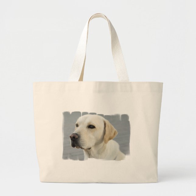 Tote Grande A bolsa de canvas amarela do laboratório (Frente)