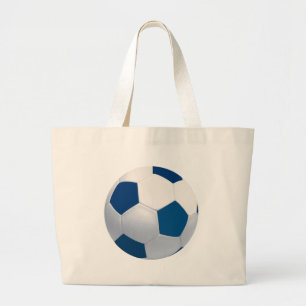 Tote Grande A bolsa de canvas azul e branca da bola de futebol