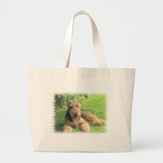 Tote Grande A bolsa de canvas de Airedale Terrier (Frente)