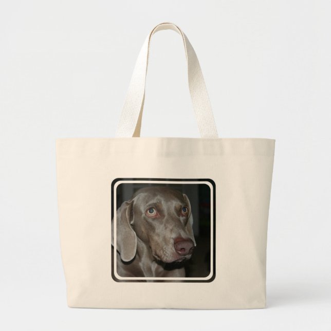 Tote Grande A bolsa de canvas do cão de Weimaraner (Frente)