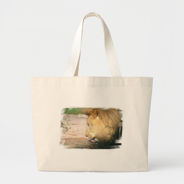 Tote Grande A bolsa de canvas do leão do bebendo (Frente)