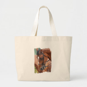 Tote Grande A bolsa de canvas eqüino da castanha