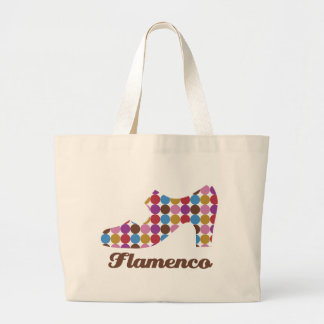 Tote Grande A bolsa de canvas natural das bolinhas do Flamenco
