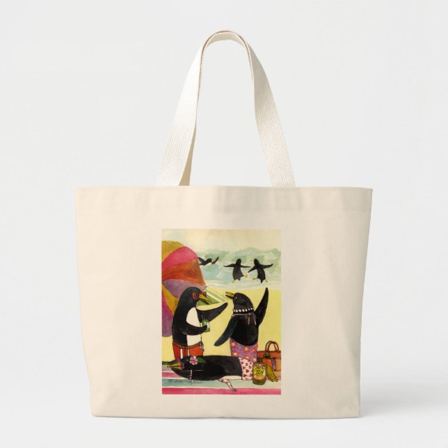 Tote Grande A bolsa de praia do pinguim (Frente)