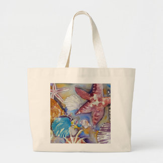 Tote Grande Beach Seashells Watercolor Design Bolsa