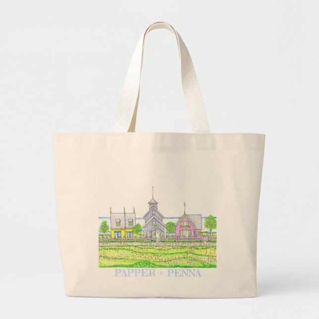 Tote Grande Beachy Cottages Jumbo Bolsa (Frente)