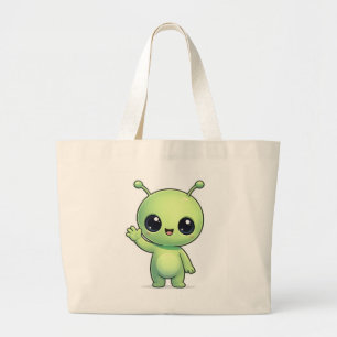 Tote Grande Bolsa Cute Chibi Alienígena Verde – Kawaii Space C