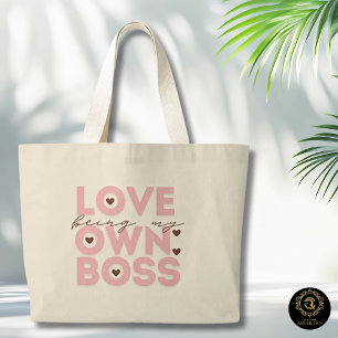 Tote Grande Bolsa de Algodão Chic Sendo Meu Próprio Chefe Todo