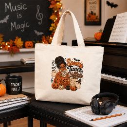 Tote Grande Bolsa de Café Spooky Tunes – Presente de Halloween