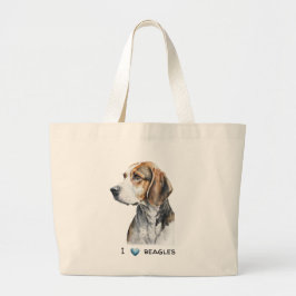 Tote Grande Bolsa de canvas de beagle personalizável