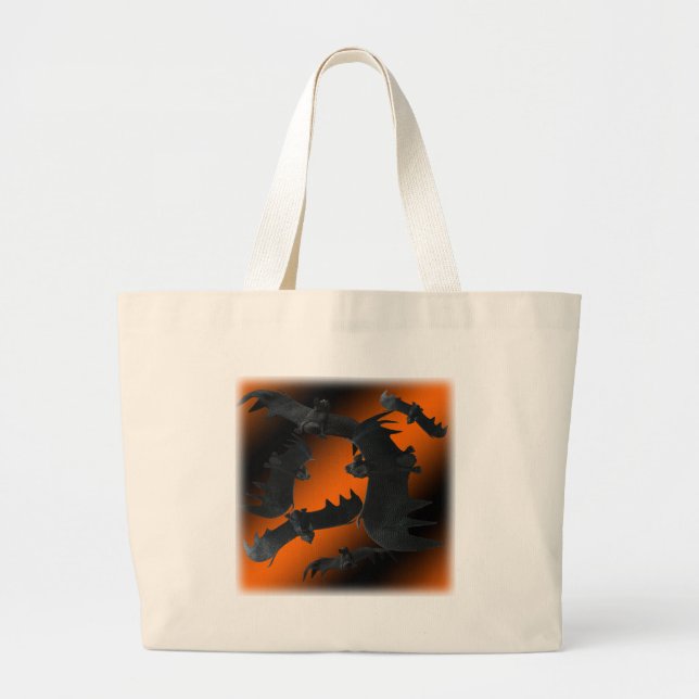 Tote Grande Bolsa de canvas do Bats Halloween (Frente)