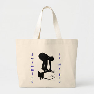 Tote Grande bolsa de canvas "Nadar é minha bolsa"