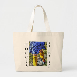 Tote Grande bolsa de canvas "SOCCER É MEU SACO"