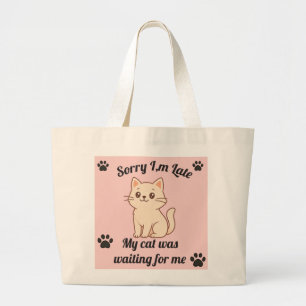 Tote Grande Bolsa de Compras com Tema de Gato Fofo