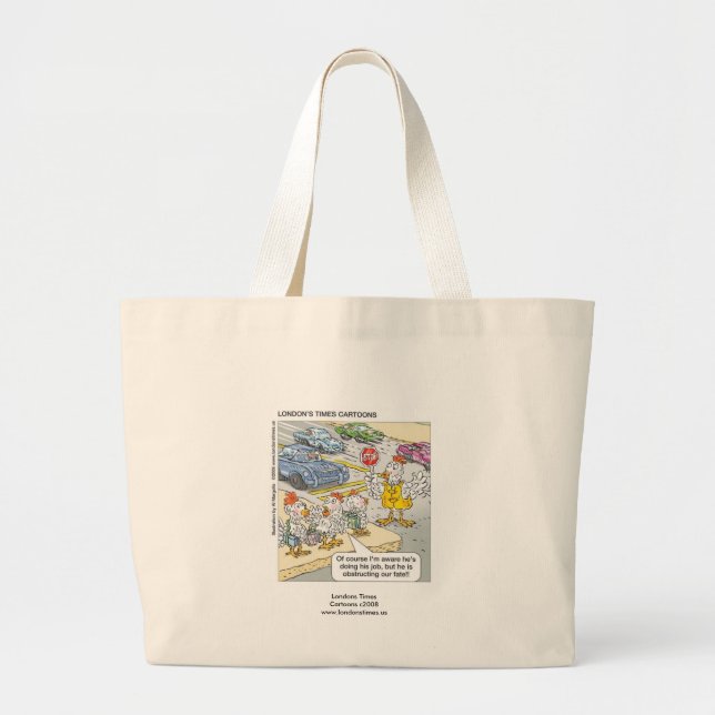 Tote Grande Bolsa de Compras Divertida de Frango Atravessando  (Frente)