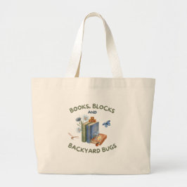 Tote Grande Bolsa de Compras Livros, Blocos e Bugs do Quintal