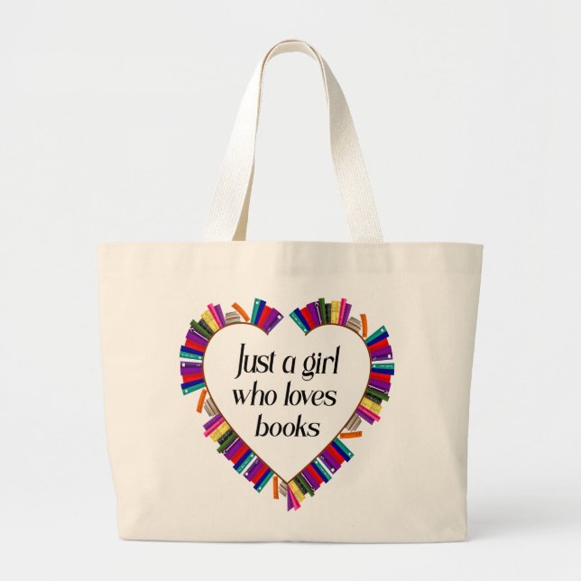 Tote Grande Bolsa de Compras para Amante de Livros (Frente)