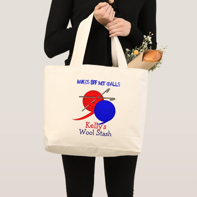 Tote Grande Bolsa de Lã Crochet Engraçado (Frente (produto))