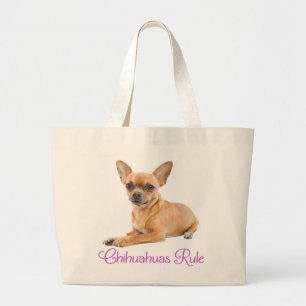 Tote Grande Bolsa de lona com cachorro Chihuahua fofo