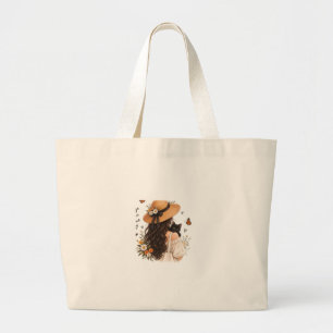 Tote Grande Bolsa de Lona com Estética "Coisas Boas Levam Temp