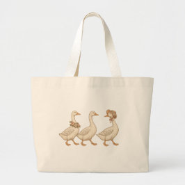 Tote Grande Bolsa de Lona Floral Goose – Estilo Fazenda Vintag