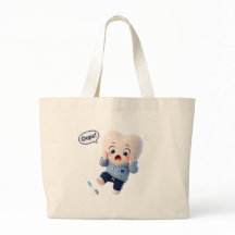 Bolsa de Lona Natural com Personagem de Dente Fofo