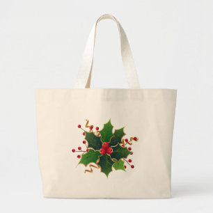 Tote Grande Bolsa de Natal Jumbo Holly Mistletoe