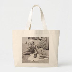 Tote Grande Bolsa de praia com poster de viagens vintage
