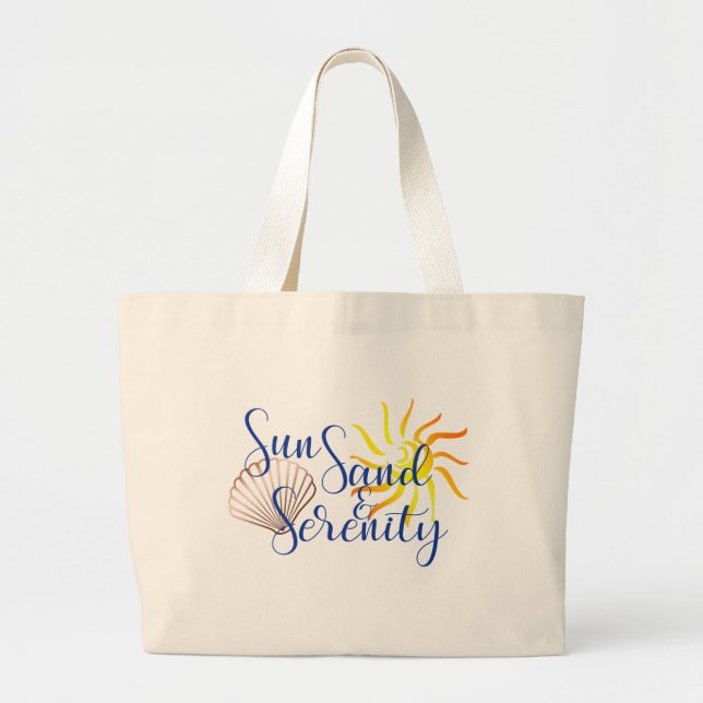Tote Grande Bolsa de praia da serenidade da areia de Sun a (Frente)