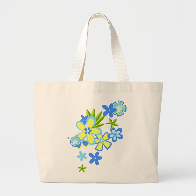 Tote Grande Bolsa de praia de Flores de Hula Pesada (Frente)
