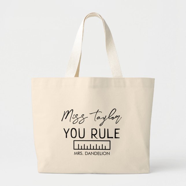 Tote Grande Bolsa de Professor Personalizado: Presente de Mate (Frente)